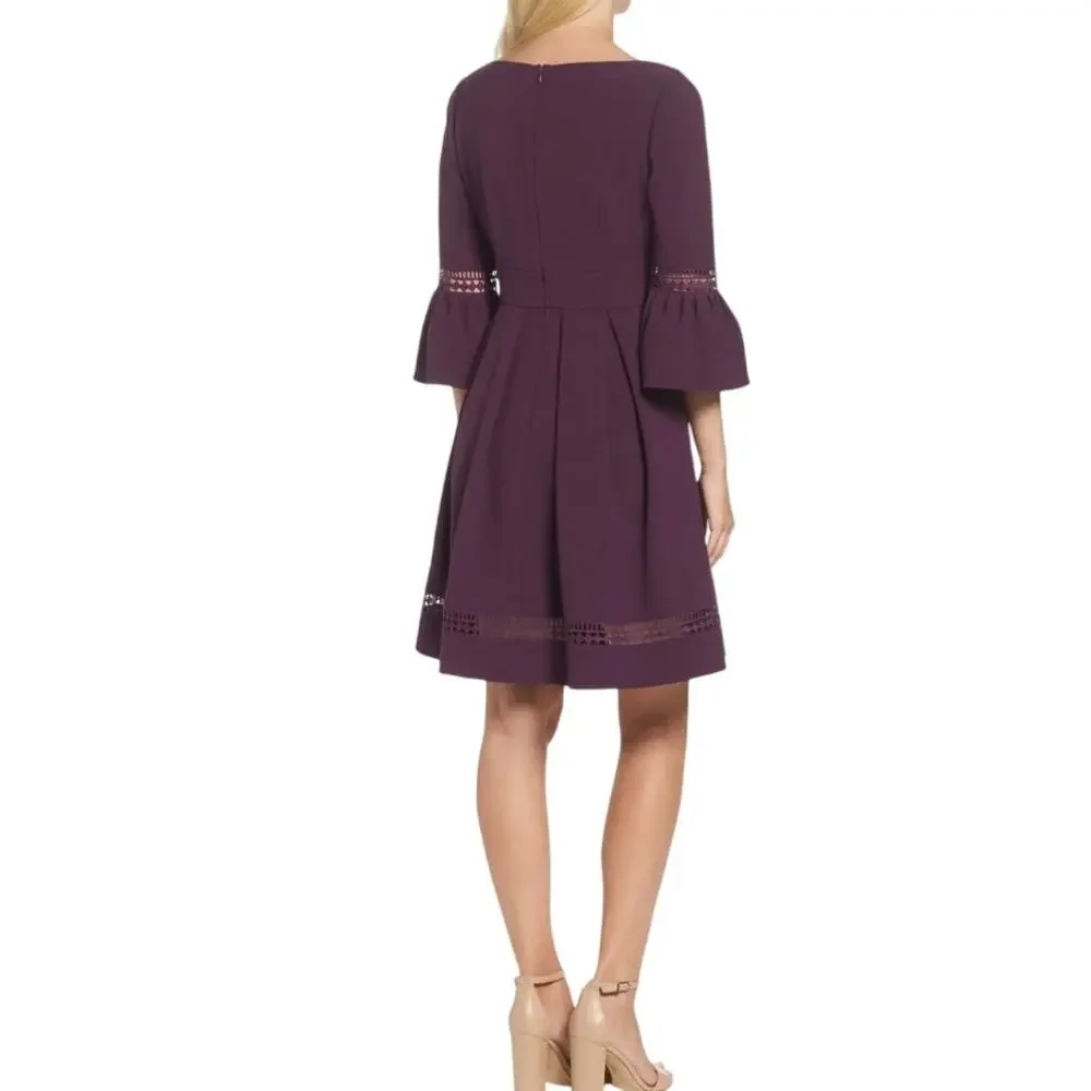 ELIZA J NWT Bell Sleeve Lace Inset Fit & Flare Dress, Size 12 - Picture 7 of 15